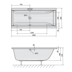 Cleo badekar i 3 strrelser